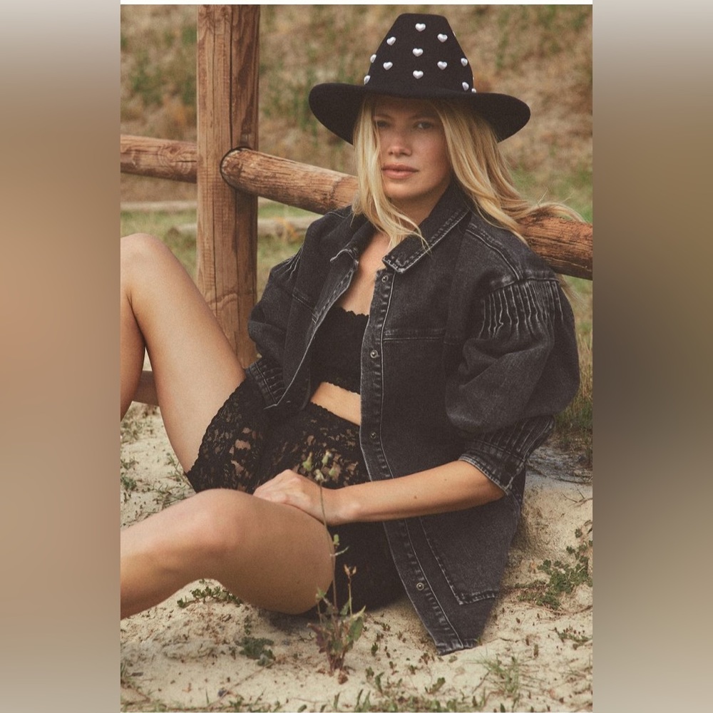 Anthropologie Avec Les Filles Pintuck Denim Jacket
